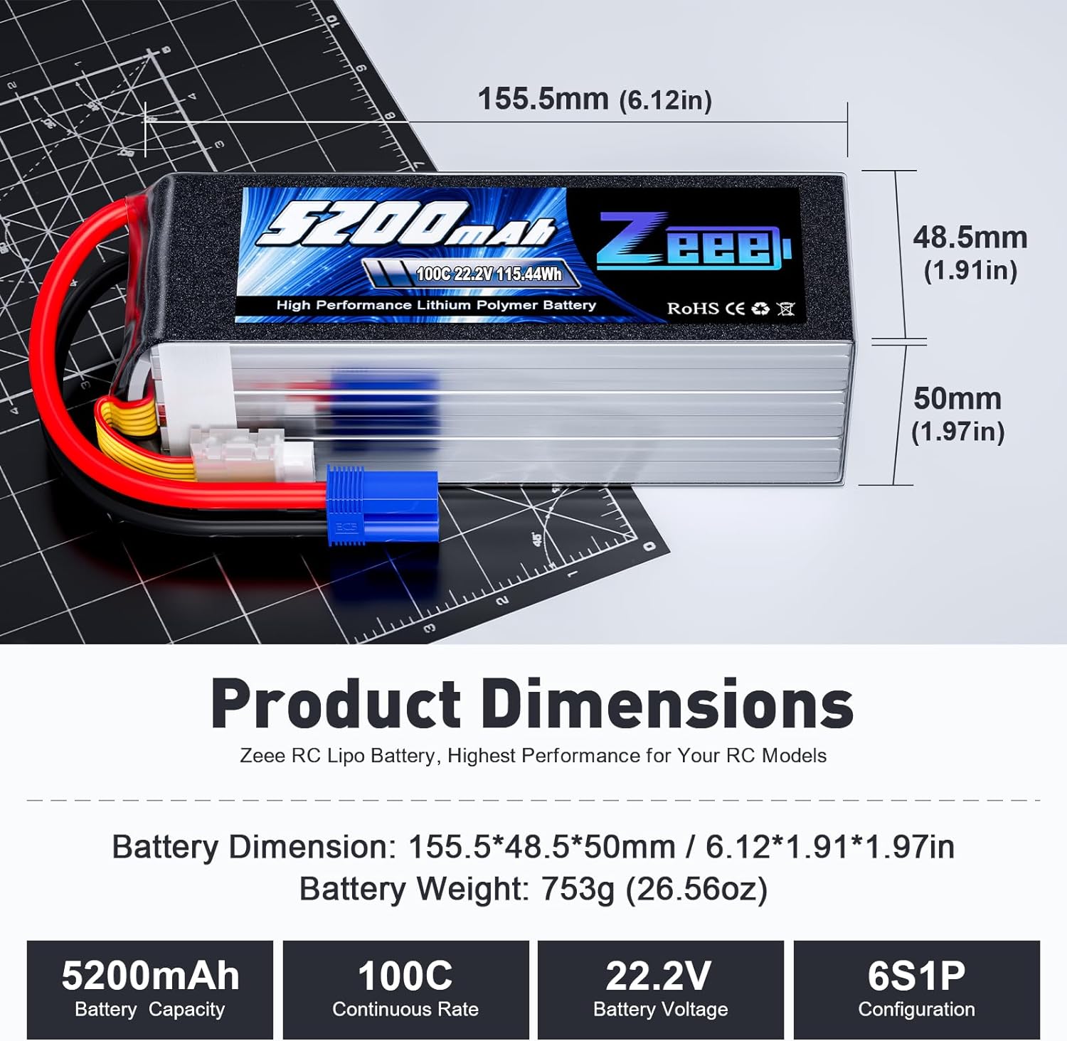 Zeee 6S 5200mAh Lipo Battery 2 - đánh giá và giá 6S Lipo Battery 22.2V 5000Mah